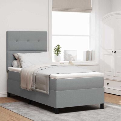 vidaXL Boxspringbett mit Kopfteil Hellgrau 90 x 190 cm Stoff - Hellgrau vidaXL Boxspringbett mit Kopfteil Hellgrau 90 x 190 cm Stoff - Hellgrau