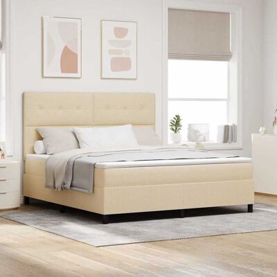 vidaXL Boxspringbett mit Kopfteil Creme 180 x 200 cm Stoff - Creme vidaXL Boxspringbett mit Kopfteil Creme 180 x 200 cm Stoff - Creme