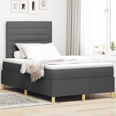 vidaXL Boxspringbett mit Matratze Dunkelgrau 120 x 200 cm Stoff - Grau vidaXL Boxspringbett mit Matratze Dunkelgrau 120 x 200 cm Stoff - Grau