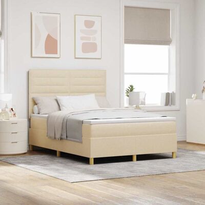 vidaXL Boxspringbett mit Matratze Creme 140 x 190 cm Stoff - Creme vidaXL Boxspringbett mit Matratze Creme 140 x 190 cm Stoff - Creme