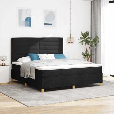 vidaXL Boxspringbett mit Matratze Schwarz 180 x 200 cm Stoff - Schwarz vidaXL Boxspringbett mit Matratze Schwarz 180 x 200 cm Stoff - Schwarz