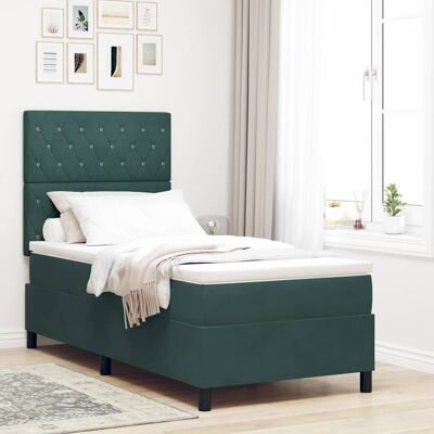 vidaXL Boxspringbett mit Matratze Dunkelgrün 100 x 200 cm Samt - Grün vidaXL Boxspringbett mit Matratze Dunkelgrün 100 x 200 cm Samt - Grün