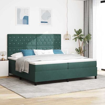 vidaXL Boxspringbett mit Matratze Dunkelgrün 200 x 200 cm Samt - Grün vidaXL Boxspringbett mit Matratze Dunkelgrün 200 x 200 cm Samt - Grün