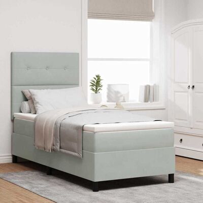 vidaXL Boxspringbett mit Kopfteil Hellgrau 80 x 200 cm Samt - Hellgrau vidaXL Boxspringbett mit Kopfteil Hellgrau 80 x 200 cm Samt - Hellgrau