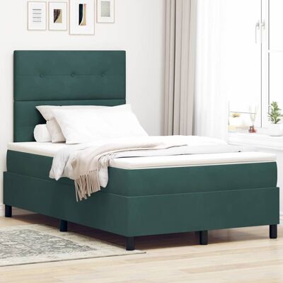 vidaXL Boxspringbett mit Kopfteil Dunkelgrün 120 x 190 cm Samt - Grün vidaXL Boxspringbett mit Kopfteil Dunkelgrün 120 x 190 cm Samt - Grün