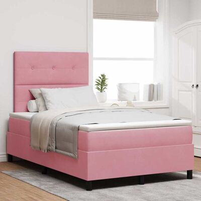 vidaXL Boxspringbett mit Kopfteil Rosa 120 x 190 cm Samt - Rosa vidaXL Boxspringbett mit Kopfteil Rosa 120 x 190 cm Samt - Rosa