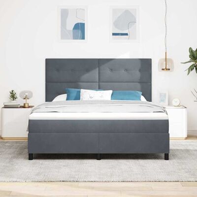 vidaXL Boxspringbett mit Kopfteil Dunkelgrau 180 x 200 cm Samt - Grau vidaXL Boxspringbett mit Kopfteil Dunkelgrau 180 x 200 cm Samt - Grau