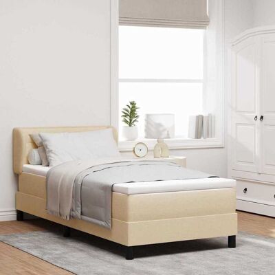 vidaXL Boxspringbett mit Matratze mit Kopfteil Creme 90 x 200 cm Stoff - Creme vidaXL Boxspringbett mit Matratze mit Kopfteil Creme 90 x 200 cm Stoff - Creme