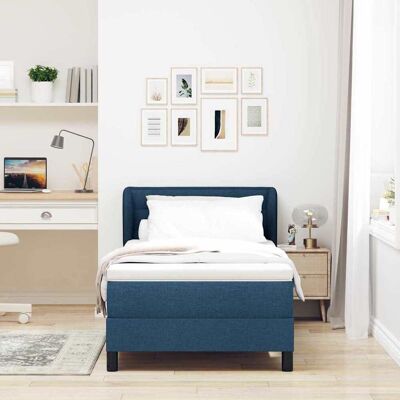 vidaXL Boxspringbett mit Matratze mit Kopfteil Blau 100 x 200 cm Stoff - Blau vidaXL Boxspringbett mit Matratze mit Kopfteil Blau 100 x 200 cm Stoff - Blau