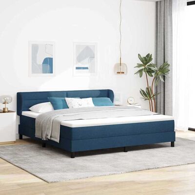 vidaXL Boxspringbett mit Matratze mit Kopfteil Blau 180 x 200 cm Stoff - Blau vidaXL Boxspringbett mit Matratze mit Kopfteil Blau 180 x 200 cm Stoff - Blau