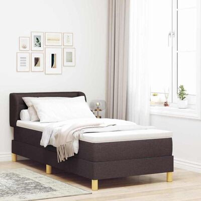 vidaXL Boxspringbett mit Matratze Dunkelbraun 90 x 190 cm Stoff - Braun vidaXL Boxspringbett mit Matratze Dunkelbraun 90 x 190 cm Stoff - Braun