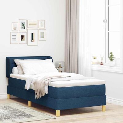 vidaXL Boxspringbett mit Matratze mit Kopfteil Blau 90 x 190 cm Stoff - Blau vidaXL Boxspringbett mit Matratze mit Kopfteil Blau 90 x 190 cm Stoff - Blau