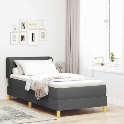 vidaXL Boxspringbett mit Matratze Dunkelgrau 90 x 200 cm Stoff - Grau vidaXL Boxspringbett mit Matratze Dunkelgrau 90 x 200 cm Stoff - Grau