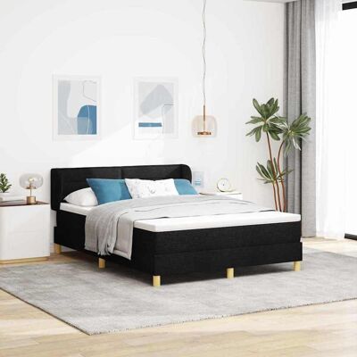 vidaXL Boxspringbett mit Matratze Schwarz 160 x 200 cm Stoff - Schwarz vidaXL Boxspringbett mit Matratze Schwarz 160 x 200 cm Stoff - Schwarz