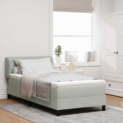 vidaXL Boxspringbett mit Kopfteil Hellgrau 90 x 190 cm Samt - Hellgrau vidaXL Boxspringbett mit Kopfteil Hellgrau 90 x 190 cm Samt - Hellgrau