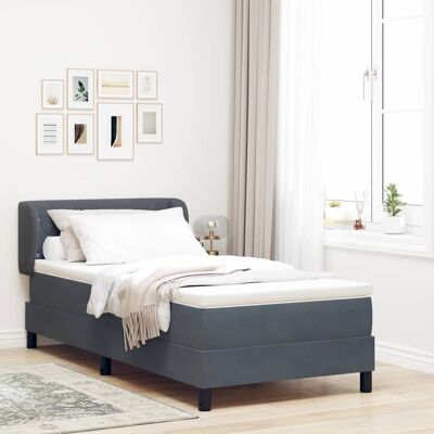vidaXL Boxspringbett mit Matratze Dunkelgrau 100 x 200 cm Samt - Grau vidaXL Boxspringbett mit Matratze Dunkelgrau 100 x 200 cm Samt - Grau