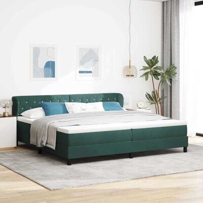 vidaXL Boxspringbett mit Matratze Dunkelgrün 200 x 200 cm Samt - Grün vidaXL Boxspringbett mit Matratze Dunkelgrün 200 x 200 cm Samt - Grün