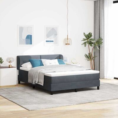 vidaXL Boxspringbett mit Kopfteil Dunkelgrau 140 x 190 cm Samt - Grau vidaXL Boxspringbett mit Kopfteil Dunkelgrau 140 x 190 cm Samt - Grau