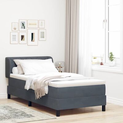 vidaXL Boxspringbett mit Kopfteil Dunkelgrau 90 x 190 cm Samt - Grau vidaXL Boxspringbett mit Kopfteil Dunkelgrau 90 x 190 cm Samt - Grau