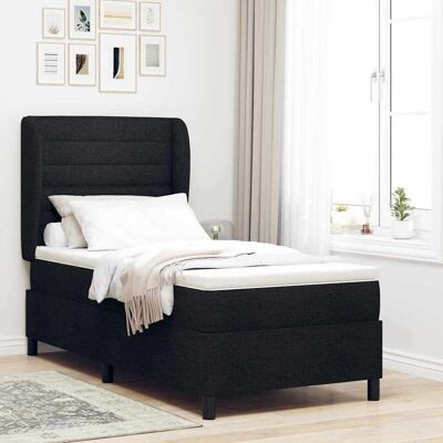 vidaXL Boxspringbett mit Matratze Schwarz 90 x 190 cm Stoff - Schwarz vidaXL Boxspringbett mit Matratze Schwarz 90 x 190 cm Stoff - Schwarz