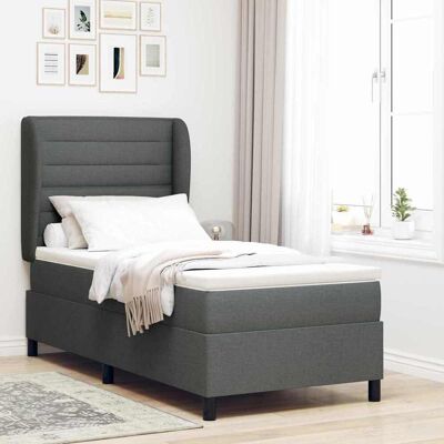 vidaXL Boxspringbett mit Matratze Dunkelgrau 90 x 200 cm Stoff - Grau vidaXL Boxspringbett mit Matratze Dunkelgrau 90 x 200 cm Stoff - Grau