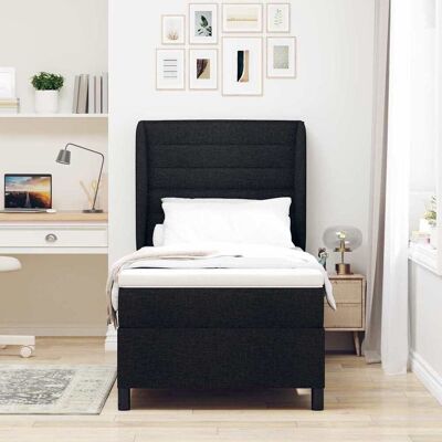 vidaXL Boxspringbett mit Matratze Schwarz 90 x 200 cm Stoff - Schwarz vidaXL Boxspringbett mit Matratze Schwarz 90 x 200 cm Stoff - Schwarz
