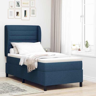 vidaXL Boxspringbett mit Matratze mit Kopfteil Blau 90 x 200 cm Stoff - Blau vidaXL Boxspringbett mit Matratze mit Kopfteil Blau 90 x 200 cm Stoff - Blau