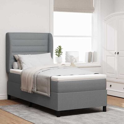 vidaXL Boxspringbett mit Matratze Hellgrau 100 x 200 cm Stoff - Hellgrau vidaXL Boxspringbett mit Matratze Hellgrau 100 x 200 cm Stoff - Hellgrau