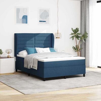 vidaXL Boxspringbett mit Matratze mit Kopfteil Blau 140 x 200 cm Stoff - Blau vidaXL Boxspringbett mit Matratze mit Kopfteil Blau 140 x 200 cm Stoff - Blau