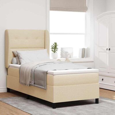 vidaXL Boxspringbett mit Kopfteil Creme 90 x 190 cm Stoff - Creme vidaXL Boxspringbett mit Kopfteil Creme 90 x 190 cm Stoff - Creme