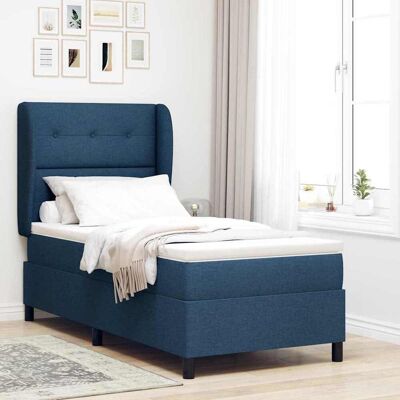 vidaXL Boxspringbett mit Kopfteil Blau 100 x 200 cm Stoff - Blau vidaXL Boxspringbett mit Kopfteil Blau 100 x 200 cm Stoff - Blau