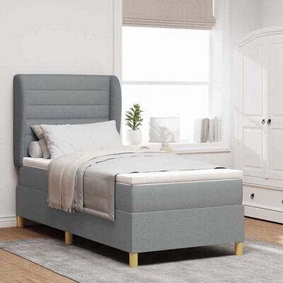 vidaXL Boxspringbett mit Matratze Hellgrau 200 x 80 cm Stoff - Hellgrau vidaXL Boxspringbett mit Matratze Hellgrau 200 x 80 cm Stoff - Hellgrau