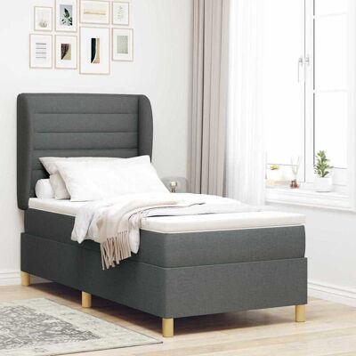 vidaXL Boxspringbett mit Matratze Dunkelgrau 200 x 80 cm Stoff - Grau vidaXL Boxspringbett mit Matratze Dunkelgrau 200 x 80 cm Stoff - Grau