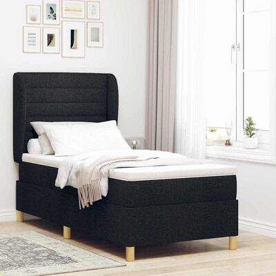 vidaXL Boxspringbett mit Matratze Schwarz 190 x 90 cm Stoff - Schwarz vidaXL Boxspringbett mit Matratze Schwarz 190 x 90 cm Stoff - Schwarz