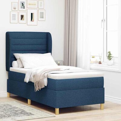 vidaXL Boxspringbett mit Matratze mit Kopfteil Blau 190 x 90 cm Stoff - Blau vidaXL Boxspringbett mit Matratze mit Kopfteil Blau 190 x 90 cm Stoff - Blau