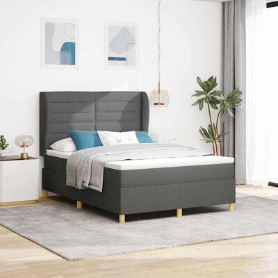vidaXL Boxspringbett mit Matratze Dunkelgrau 200 x 160 cm Stoff - Grau vidaXL Boxspringbett mit Matratze Dunkelgrau 200 x 160 cm Stoff - Grau