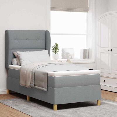 vidaXL Boxspringbett mit Kopfteil Hellgrau 190 x 90 cm Stoff - Hellgrau vidaXL Boxspringbett mit Kopfteil Hellgrau 190 x 90 cm Stoff - Hellgrau