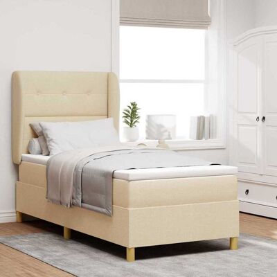 vidaXL Boxspringbett mit Kopfteil Creme 190 x 90 cm Stoff - Creme vidaXL Boxspringbett mit Kopfteil Creme 190 x 90 cm Stoff - Creme