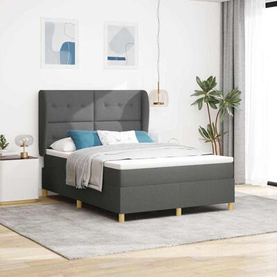 vidaXL Boxspringbett mit Kopfteil Dunkelgrau 190 x 140 cm Stoff - Grau vidaXL Boxspringbett mit Kopfteil Dunkelgrau 190 x 140 cm Stoff - Grau