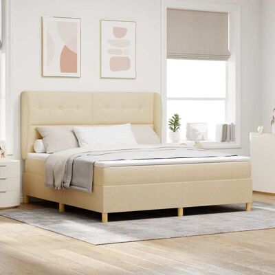 vidaXL Boxspringbett mit Kopfteil Creme 200 x 180 cm Stoff - Creme vidaXL Boxspringbett mit Kopfteil Creme 200 x 180 cm Stoff - Creme