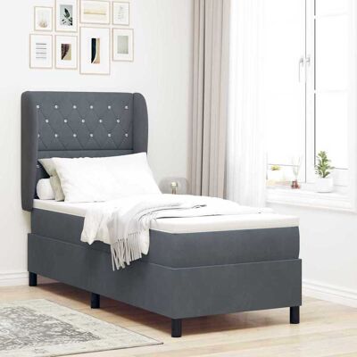 vidaXL Boxspringbett mit Matratze Dunkelgrau 200 x 80 cm Samt - Grau vidaXL Boxspringbett mit Matratze Dunkelgrau 200 x 80 cm Samt - Grau