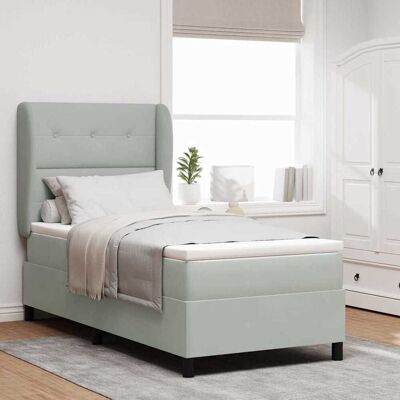 vidaXL Boxspringbett mit Kopfteil Hellgrau 200 x 100 cm Samt - Hellgrau vidaXL Boxspringbett mit Kopfteil Hellgrau 200 x 100 cm Samt - Hellgrau