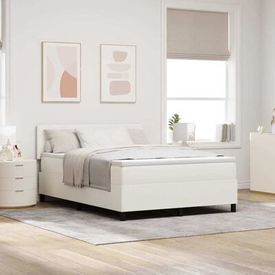 vidaXL LED Boxspringbett Creme und Weiß 140 x 190 cm Cordstoff - Creme vidaXL LED Boxspringbett Creme und Weiß 140 x 190 cm Cordstoff - Creme