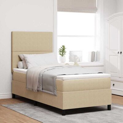 vidaXL LED Boxspringbett Hellgrau und Weiß 100 x 200 cm Cordstoff - Grau vidaXL LED Boxspringbett Hellgrau und Weiß 100 x 200 cm Cordstoff - Grau