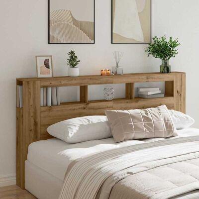vidaXL LED-Kopfteil Artisan-Eiche 200x18,5x103,5 cm Holzwerkstoff - Braun vidaXL LED-Kopfteil Artisan-Eiche 200x18,5x103,5 cm Holzwerkstoff - Braun