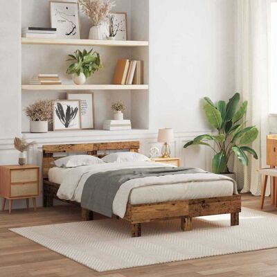 vidaXL Bettrahmen mit LED Altholz 120 x 190 cm Holzwerkstoff - Braun vidaXL Bettrahmen mit LED Altholz 120 x 190 cm Holzwerkstoff - Braun