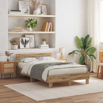 vidaXL Bettrahmen mit LED Artisan-Eiche 120 x 190 cm Holzwerkstoff - Braun vidaXL Bettrahmen mit LED Artisan-Eiche 120 x 190 cm Holzwerkstoff - Braun