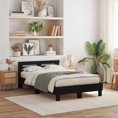 vidaXL Bettrahmen Schwarz Eichen-Optik 120 x 190 cm Holzwerkstoff - Schwarz vidaXL Bettrahmen Schwarz Eichen-Optik 120 x 190 cm Holzwerkstoff - Schwarz