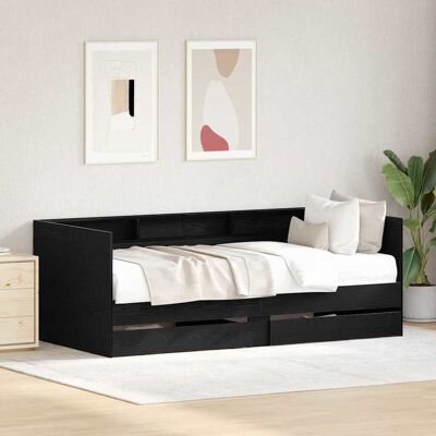 vidaXL Tagesbett Schwarz Eichen-Optik 100 x 200 cm Holzwerkstoff - Schwarz vidaXL Tagesbett Schwarz Eichen-Optik 100 x 200 cm Holzwerkstoff - Schwarz