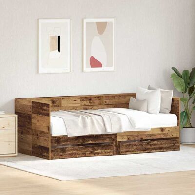 vidaXL Tagesbett mit Kopfteil Altholz 90 x 190 cm Holzwerkstoff - Braun vidaXL Tagesbett mit Kopfteil Altholz 90 x 190 cm Holzwerkstoff - Braun